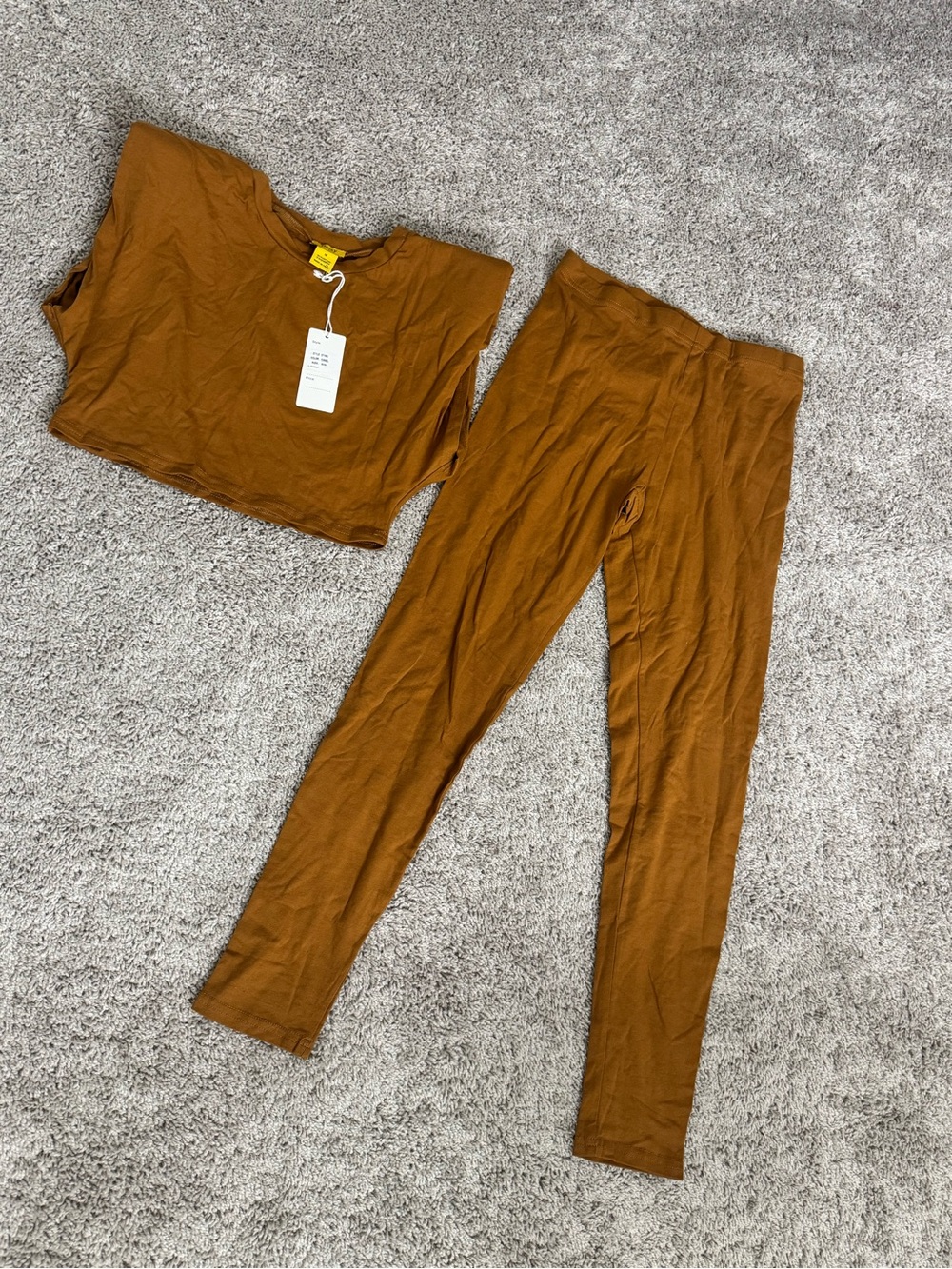 Daisy Rust Brown Cropped Top & Ankle-Length Pants Set